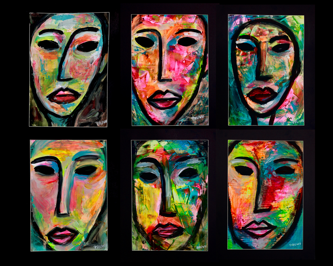 visage peinture abstrait Modigliani pop art Andy Warhol chromatiques couleurs émotions art artiste peintre contemporain art PauWu Pau Wu