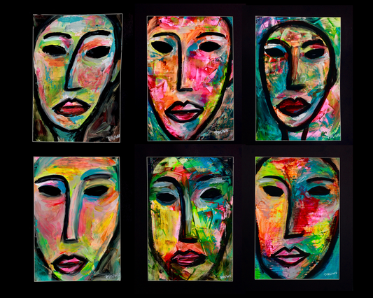 visage peinture abstrait Modigliani pop art Andy Warhol chromatiques couleurs émotions art artiste peintre contemporain art PauWu Pau Wu